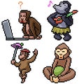 Pixel art isolated funny monkey Royalty Free Stock Photo