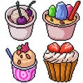 Pixel art isolated ice cream pudding