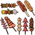 Pixel art isolated meat stick barbecue