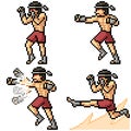 Pixel art isolated muay thai fighter