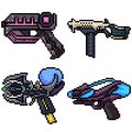 Pixel art isolated sci fi gun Royalty Free Stock Photo