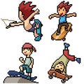 Pixel art isolated skateboard boy Royalty Free Stock Photo