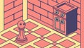 Pixel Art Isometric Room Fire Hydrant, vector design Generative AI Royalty Free Stock Photo