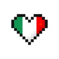 Pixel art Italy flag in the shape of a heart