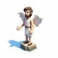 Miniature Minecraft Angel: Isometric, High Resolution, Realistic Sculpture