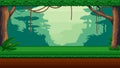 Pixel art jungle forest game location. Seamless rainforest vector background.