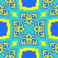 Pixel art Kazakh ornament. 8 bit Traditiona Kazakhstan Background pixelated