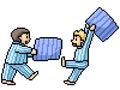Pixel art kid pillow fight