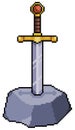 Pixel art sword in stone icon for 8bit game