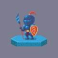 Pixel art knight or warrior character. Fairytale personage