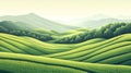 Pixel Art Landscape With Rolling Hills And Terraced Fields Royalty Free Stock Photo