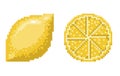 Pixel art Lemon icon. 32x32 pixels. illustration on a white background.