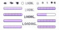 Pixel art loading bar interface. 8 bit game progress button elements set and