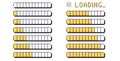Pixel art loading bar interface. 8 bit game progress button elements set and