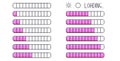 Pixel art loading bar interface. 8 bit game progress button elements set and