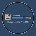 Pixel Art Loading Screen with Floppy Disk and Progress Bar Royalty Free Stock Photo