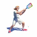 Pixel Art Man With Tennis Racket: Sculpted Impressionism And Ps1 Graphics