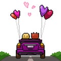 pixel art marriage couple car