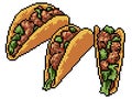 Pixel art meat taco restaurant