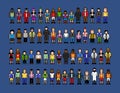 Pixel art men, video game style vector illustration isolated Royalty Free Stock Photo