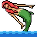 pixel art mermaid jump swim