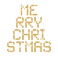 Pixel art merry christmas tree Vector block typography. Holidays greeting card illustration. Geometric xmas Posters like