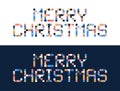 Pixel art merry christmas Vector block typography. Holidays greeting card illustration. Geometric xmas Posters like electronic