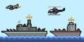 Pixel art military navy ship
