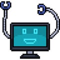 pixel art monitor robot smile