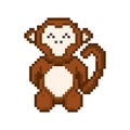 Pixel art monkey. Vector illustration decorative design Royalty Free Stock Photo