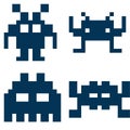 Pixel Art monsters icons illustration concept for retro videogames digital