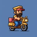 Pixel Art Motorcycle Cartoon Character: A Retro 2d Game Art Design