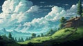 Pixel Art: Mount Kosciuszko Cabin In Animecore Style