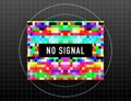 Pixel art no signal. Glitch camera effect. Vector image. Royalty Free Stock Photo