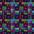 Vibrant Retro Gaming Pixel Art Pattern with Controller Symbols Royalty Free Stock Photo