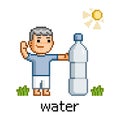 Pixel art people and bottle of water Royalty Free Stock Photo