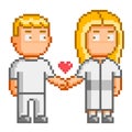 Pixel art people Love you Royalty Free Stock Photo