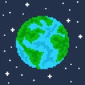 Pixel art planet earth Royalty Free Stock Photo