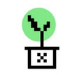 Pixel art plant minimalist vector illustration. Retro game design. Royalty Free Stock Photo