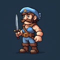Pixel Art Plumber: A Mustachioed Hero With A Wooden Sword