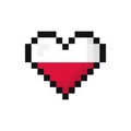 Pixel art Polska flag in the shape of a heart
