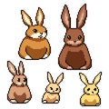 pixel art rabbit doll family Royalty Free Stock Photo