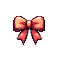 Pixel Art Red Bow. Retro Gaming Style And Decorative Design Element Isolated On Transparent Background Royalty Free Stock Photo