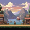 Pixel art reminiscent of classic retro games Royalty Free Stock Photo