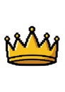 Pixel art rendering of a golden crown on a white background. The Royalty Free Stock Photo