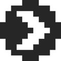 Pixel art representing number three with a square shape, using black and white pixels, ideal for vintage video game designs or Royalty Free Stock Photo