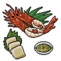 Pixel art restaurant seafood set