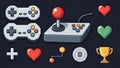 Pixel Art Retro Gaming Icons Collection Royalty Free Stock Photo