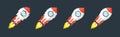 Pixel art rocket with fiery trails, retro games, space-themed designs, apps, or animations. 8-bit style for technology Royalty Free Stock Photo