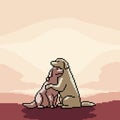 Pixel art romance dogs couple